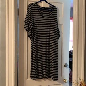 Lane Bryant midi dress black grey stripe